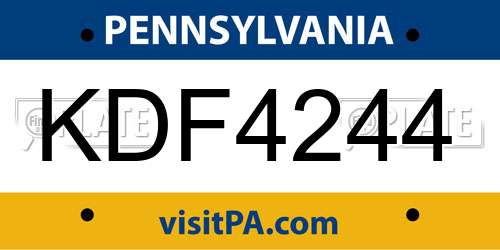KDF4244 Pennsylvania License Plate