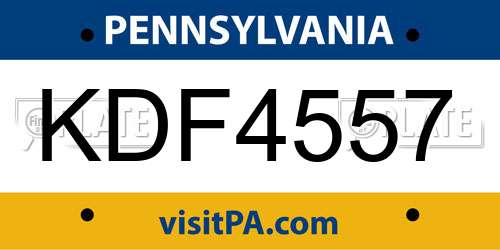 KDF4557 Pennsylvania License Plate