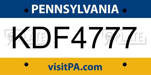 KDF4777 Pennsylvania License Plate