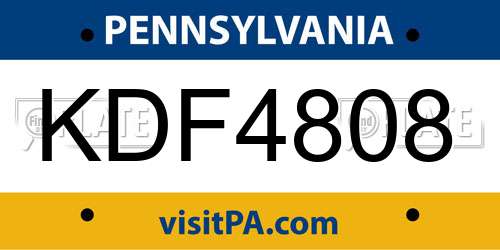 KDF4808 Pennsylvania License Plate