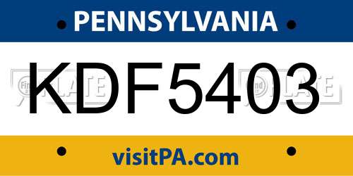 KDF5403 Pennsylvania License Plate