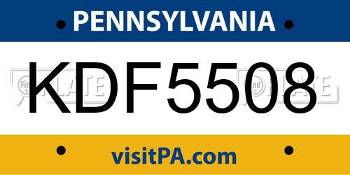 KDF5508 Pennsylvania License Plate