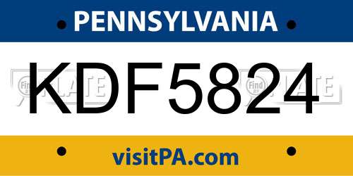 KDF5824 Pennsylvania License Plate