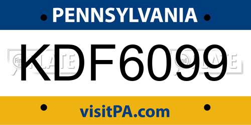KDF6099 Pennsylvania License Plate