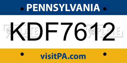 KDF7612 Pennsylvania License Plate