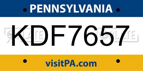 KDF7657 Pennsylvania License Plate