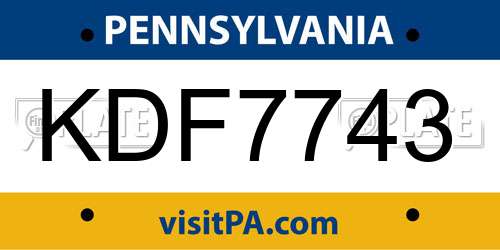 KDF7743 Pennsylvania License Plate