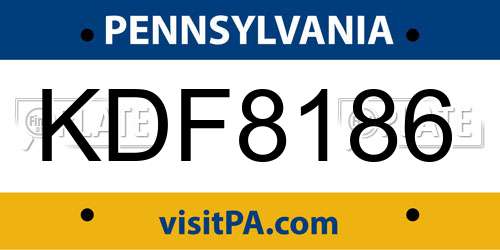 KDF8186 Pennsylvania License Plate