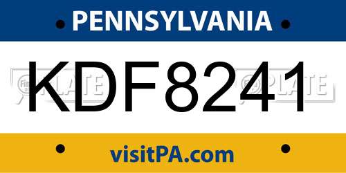 KDF8241 Pennsylvania License Plate