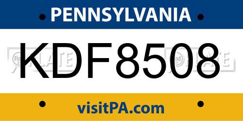 KDF8508 Pennsylvania License Plate