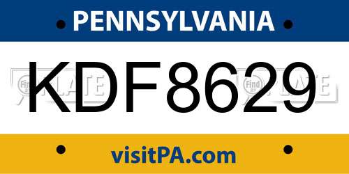 KDF8629 Pennsylvania License Plate