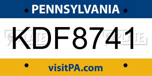KDF8741 Pennsylvania License Plate
