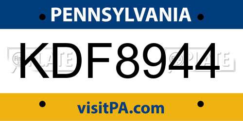 KDF8944 Pennsylvania License Plate
