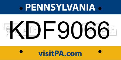 KDF9066 Pennsylvania License Plate