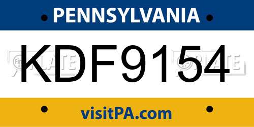 KDF9154 Pennsylvania License Plate