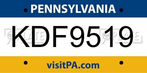 KDF9519 Pennsylvania License Plate
