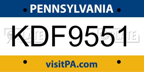 KDF9551 Pennsylvania License Plate