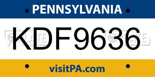 KDF9636 Pennsylvania License Plate