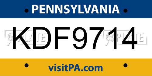 KDF9714 Pennsylvania License Plate