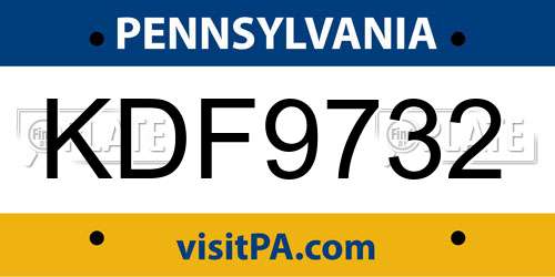 KDF9732 Pennsylvania License Plate