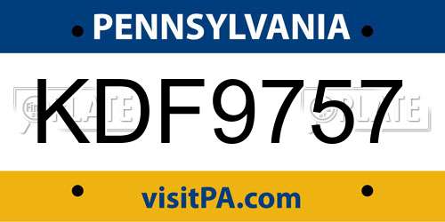 KDF9757 Pennsylvania License Plate