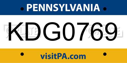 KDG0769 Pennsylvania License Plate