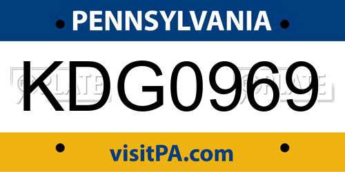 KDG0969 Pennsylvania License Plate