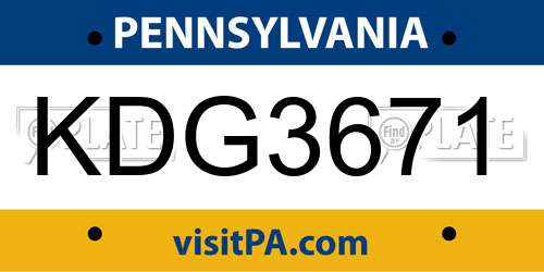 KDG3671 Pennsylvania License Plate