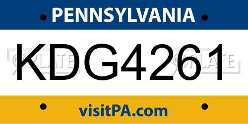 KDG4261 Pennsylvania License Plate