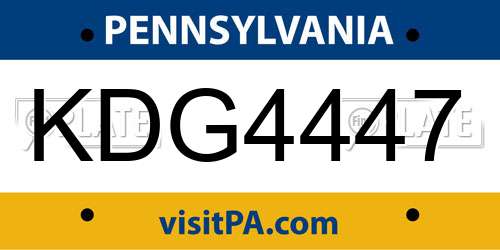 KDG4447 Pennsylvania License Plate