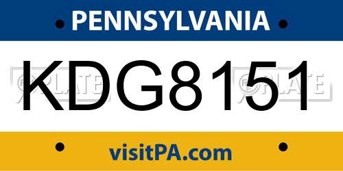 KDG8151 Pennsylvania License Plate