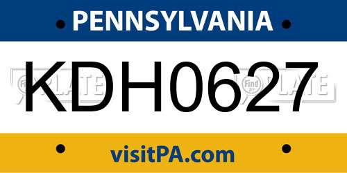 KDH0627 Pennsylvania License Plate