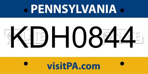 KDH0844 Pennsylvania License Plate