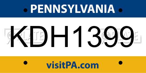KDH1399 Pennsylvania License Plate