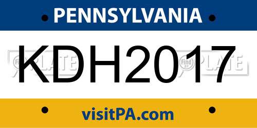 KDH2017 Pennsylvania License Plate