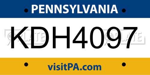 KDH4097 Pennsylvania License Plate