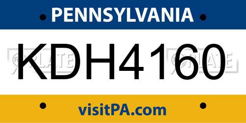 KDH4160 Pennsylvania License Plate