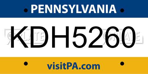 KDH5260 Pennsylvania License Plate