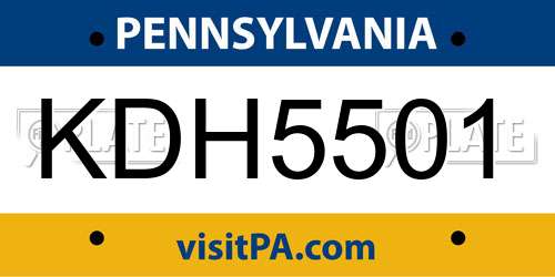KDH5501 Pennsylvania License Plate