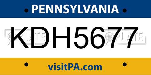 KDH5677 Pennsylvania License Plate