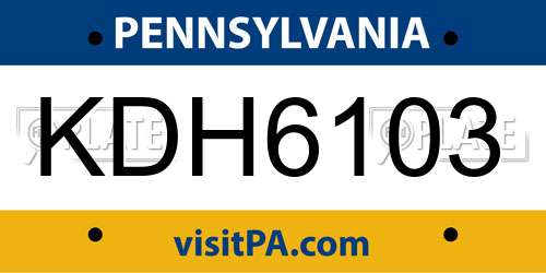 KDH6103 Pennsylvania License Plate