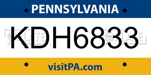 KDH6833 Pennsylvania License Plate