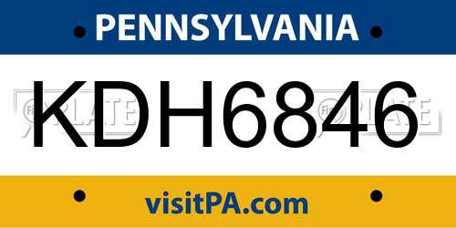 KDH6846 Pennsylvania License Plate