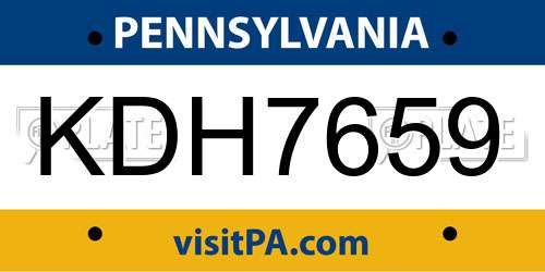 KDH7659 Pennsylvania License Plate