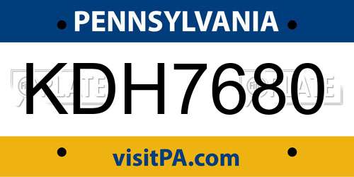 KDH7680 Pennsylvania License Plate