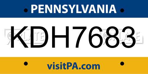 KDH7683 Pennsylvania License Plate