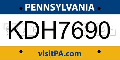 KDH7690 Pennsylvania License Plate