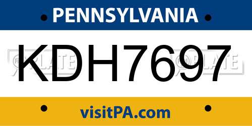 KDH7697 Pennsylvania License Plate