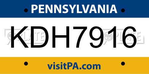 KDH7916 Pennsylvania License Plate