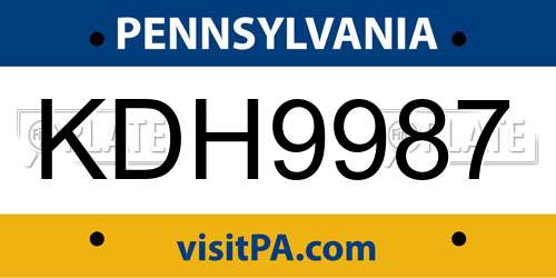 KDH9987 Pennsylvania License Plate